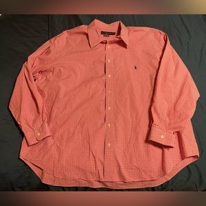 Ralph Lauren Men’s 3XB Hot Pink/White Gingham Long Sleeve Button Down Shirt